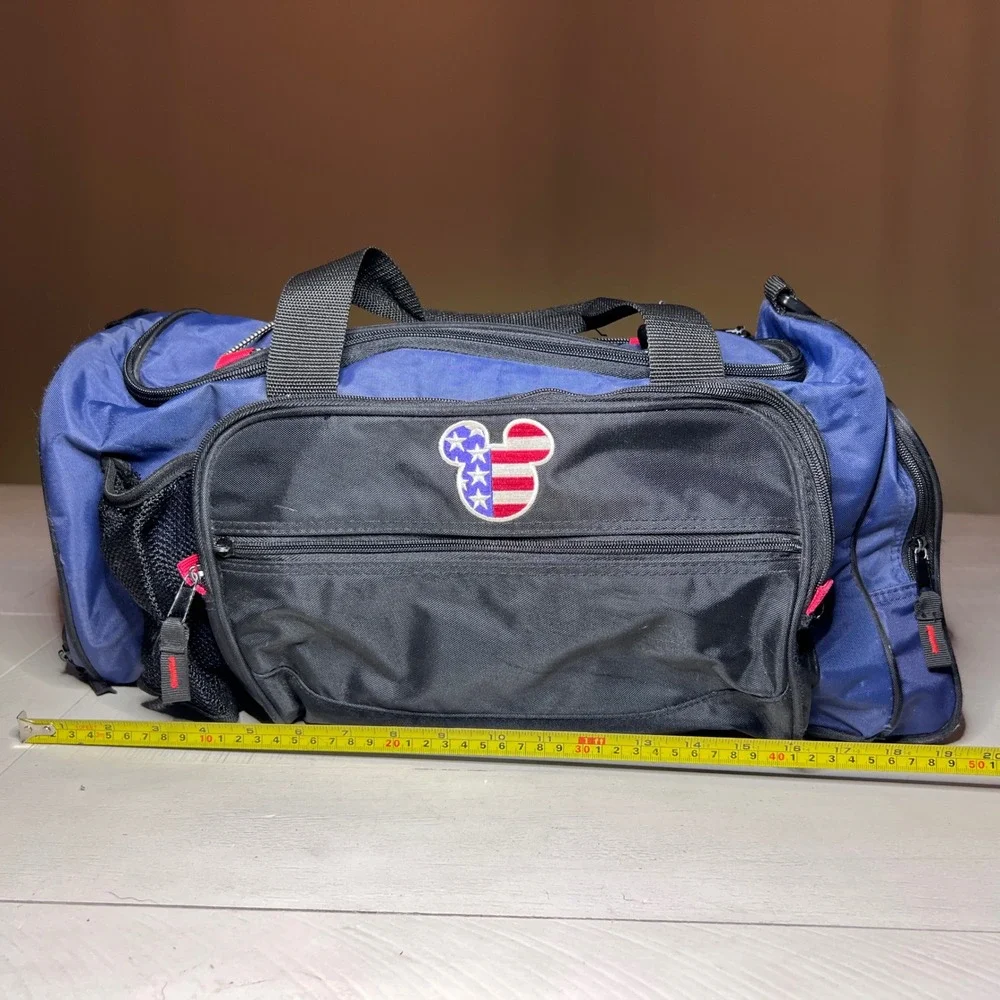 Vtg Disney Mickey Mouse American Flag Duffle Bag Travel Gym Blue Black Fan Giftt